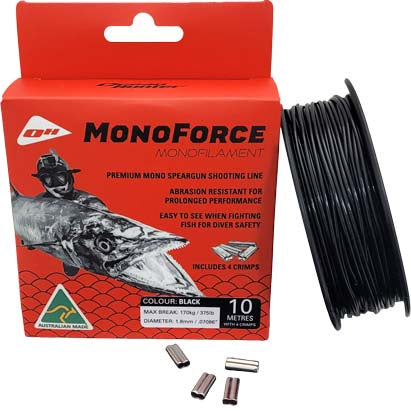 Monoforce Monofilament 10m  Blk 1.87mm & 4 Crimps