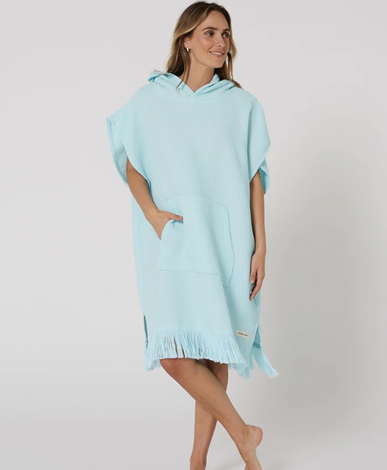 Ladies Waffle Hooded Poncho