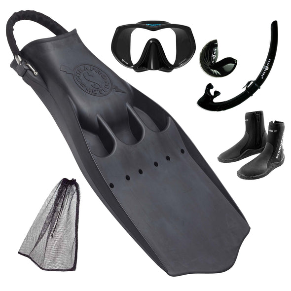 Tec Jet Fins, Mask & Snorkel Package Black