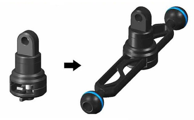 Light mounting stem for fastening on 125~400mm arms