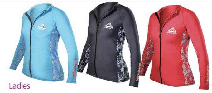 Beach Ladies Zip Long Sleeve Rash Top