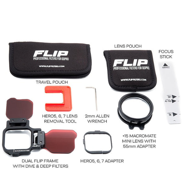 FLIP11 Pro Package with DIVE & DEEP Filters & +15 MacroMate Mini Lens for GoPro HERO 5, 6, 7, 8, 9, 10, 11